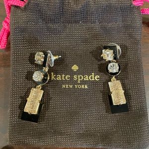 Kate Spade black/gold crystal earrings